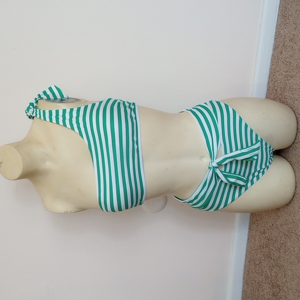 Aerie One Shoulder Bikini In White and Green